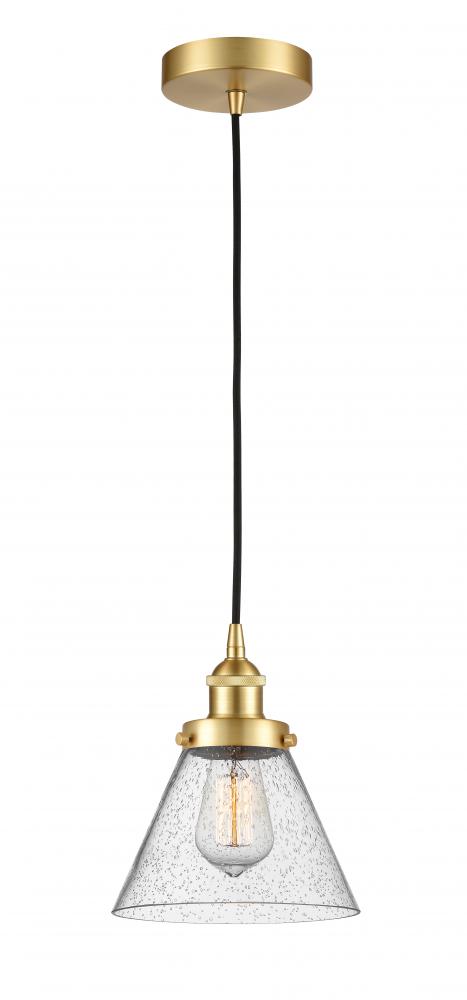 Cone - 1 Light - 8 inch - Satin Gold - Cord hung - Mini Pendant