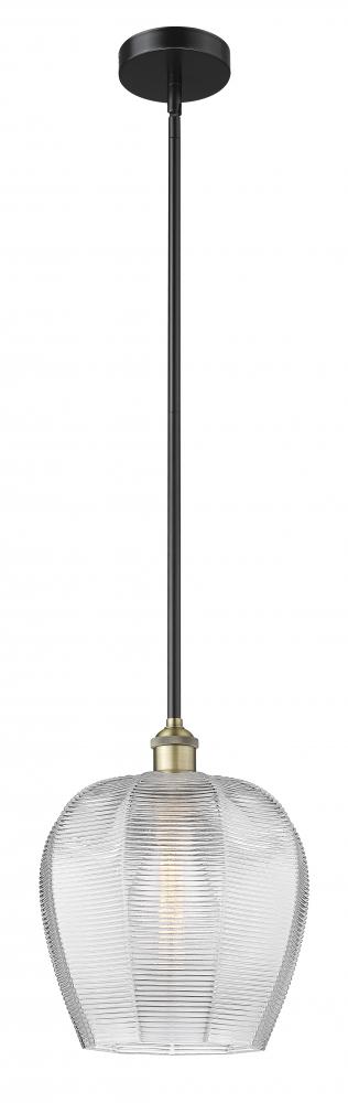 Norfolk - 1 Light - 12 inch - Black Antique Brass - Cord hung - Mini Pendant