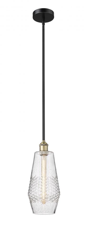 Windham - 1 Light - 7 inch - Black Antique Brass - Cord hung - Mini Pendant