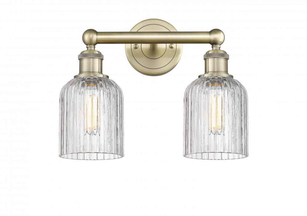 Bridal Veil - 2 Light - 14 inch - Antique Brass - Bath Vanity Light