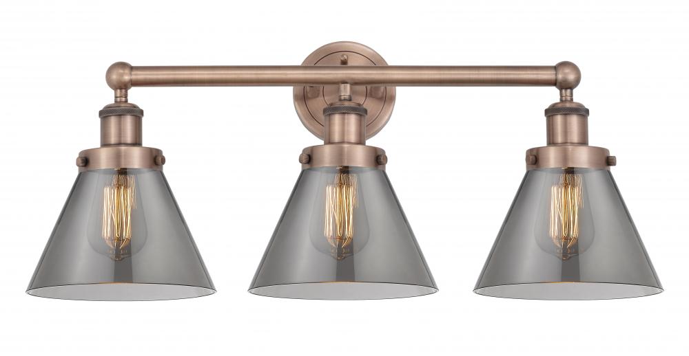 Cone - 3 Light - 26 inch - Antique Copper - Bath Vanity Light