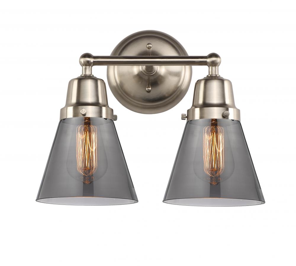 Cone - 2 Light - 14 inch - Brushed Satin Nickel - Bath Vanity Light