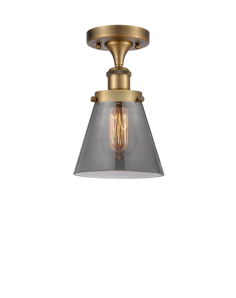 Cone - 1 Light - 6 inch - Brushed Brass - Semi-Flush Mount