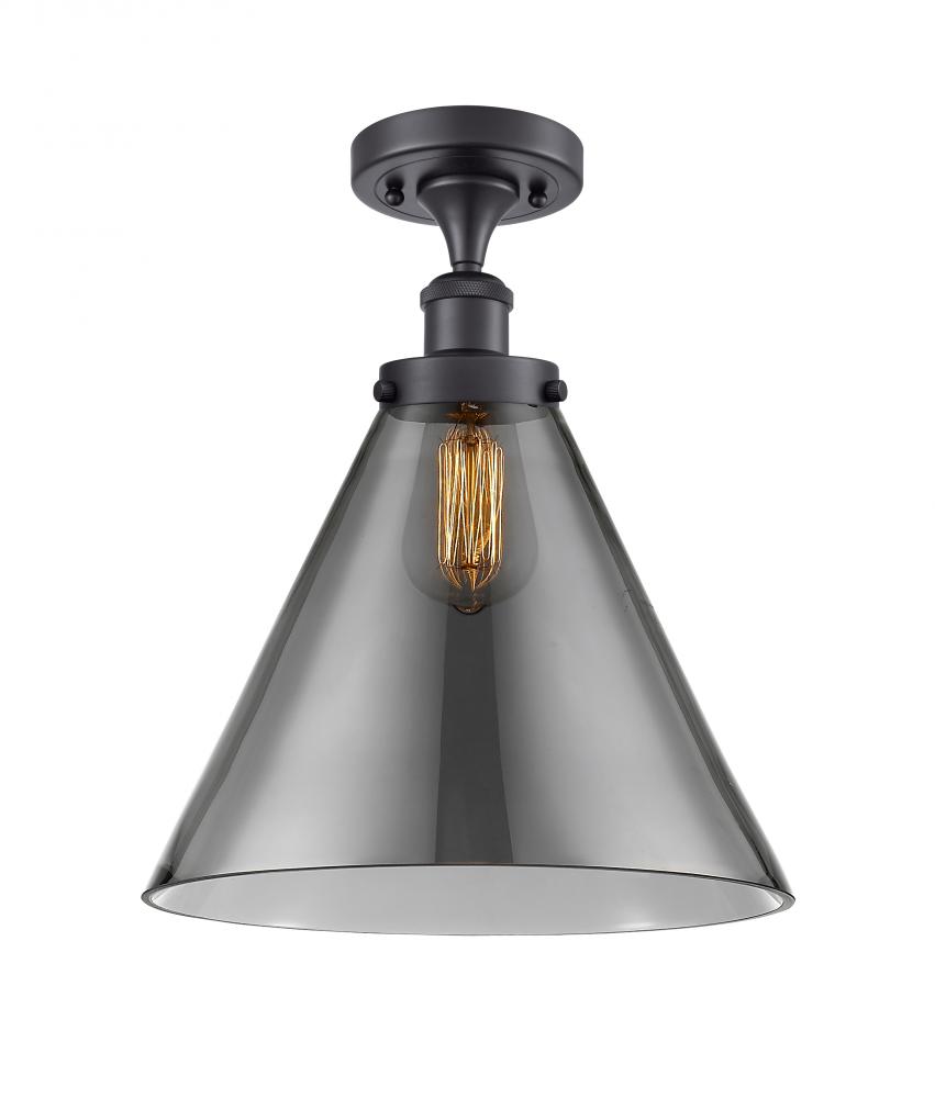 Cone - 1 Light - 12 inch - Matte Black - Semi-Flush Mount