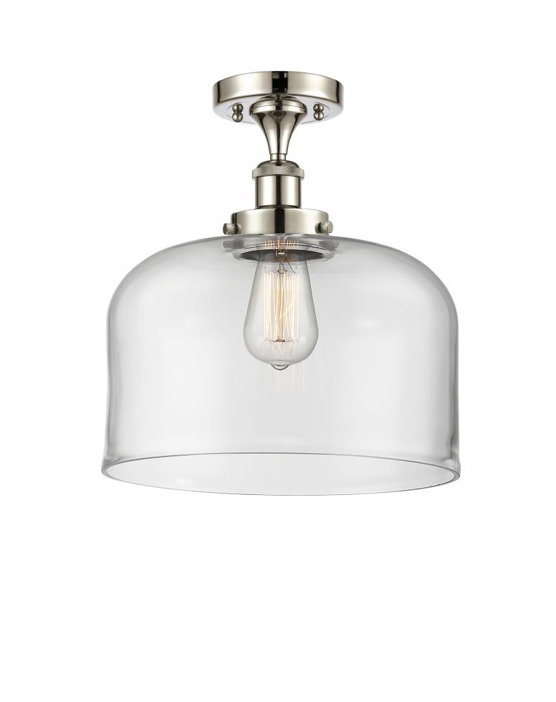 Bell - 1 Light - 12 inch - Polished Nickel - Semi-Flush Mount