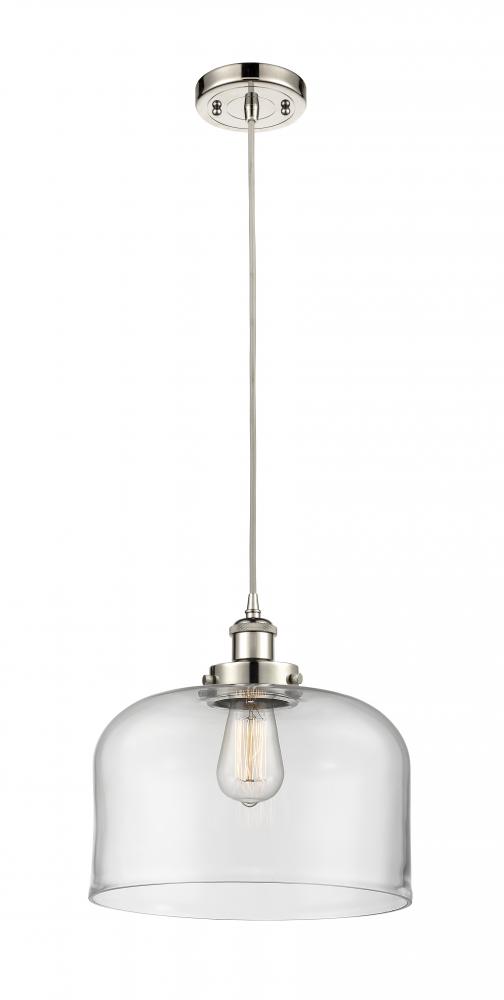 Bell - 1 Light - 12 inch - Polished Nickel - Cord hung - Mini Pendant