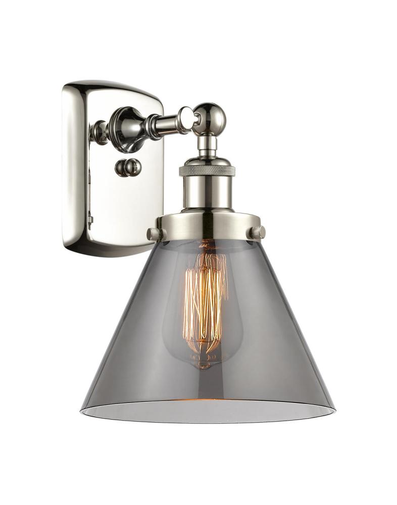 Cone - 1 Light - 8 inch - Polished Nickel - Sconce