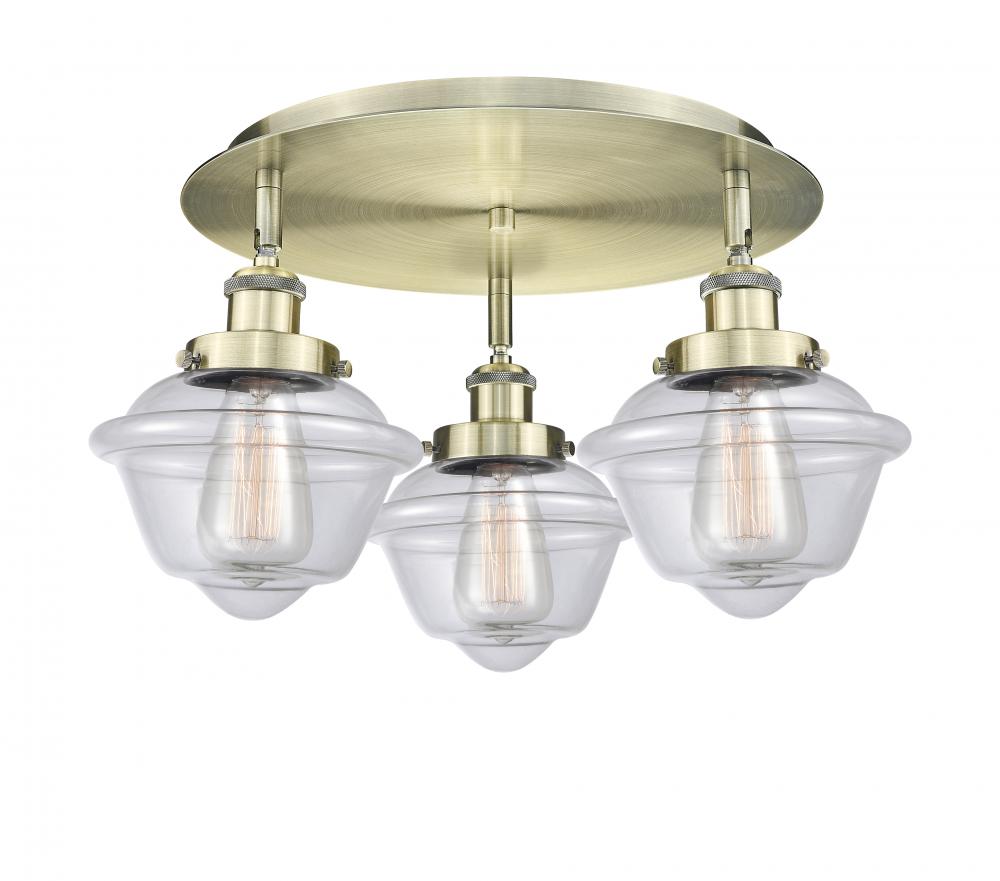 Oxford - 3 Light - 19 inch - Antique Brass - Flush Mount