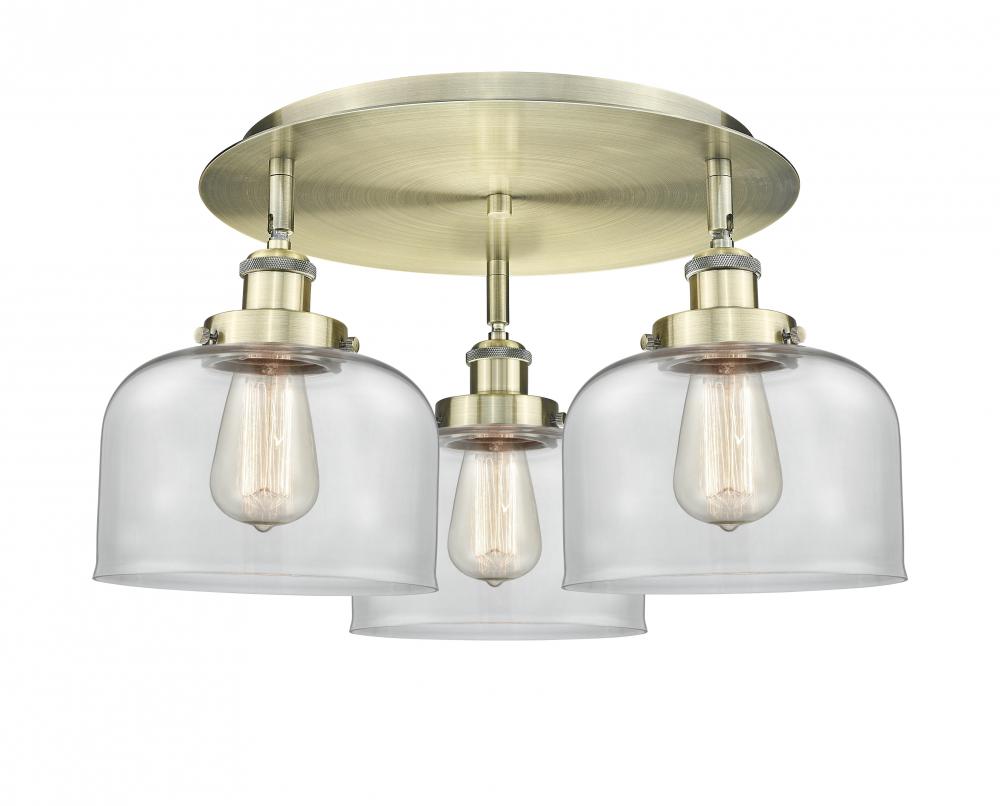 Cone - 3 Light - 20 inch - Antique Brass - Flush Mount