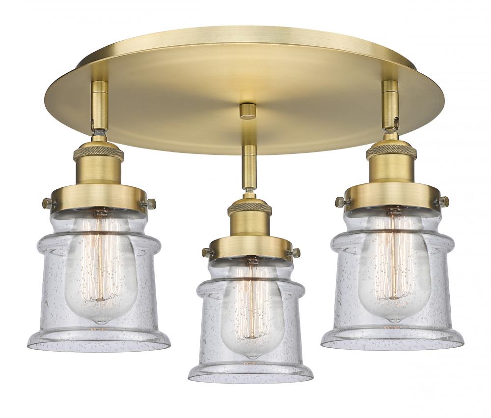 Canton - 3 Light - 17 inch - Brushed Brass - Flush Mount