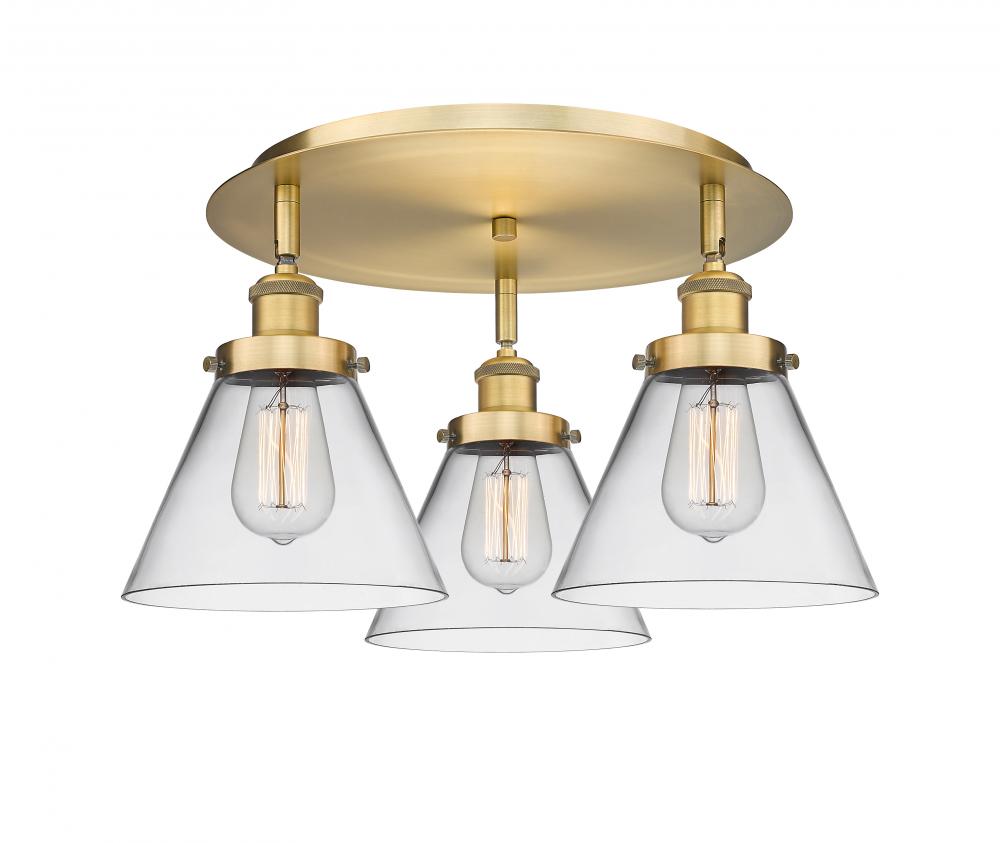 Cone - 3 Light - 20 inch - Brushed Brass - Flush Mount