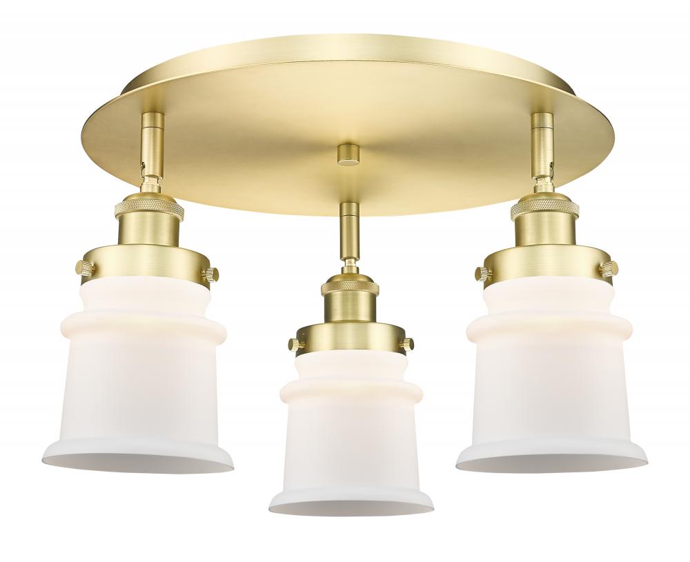 Canton - 3 Light - 17 inch - Satin Gold - Flush Mount