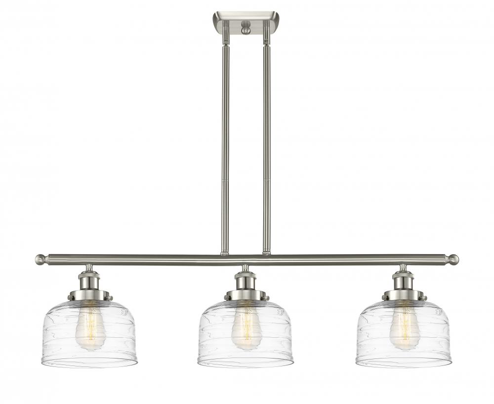 Bell - 3 Light - 36 inch - Brushed Satin Nickel - Stem Hung - Island Light