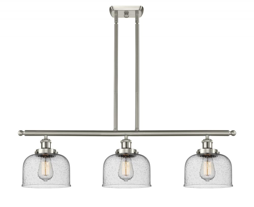 Bell - 3 Light - 36 inch - Brushed Satin Nickel - Stem Hung - Island Light