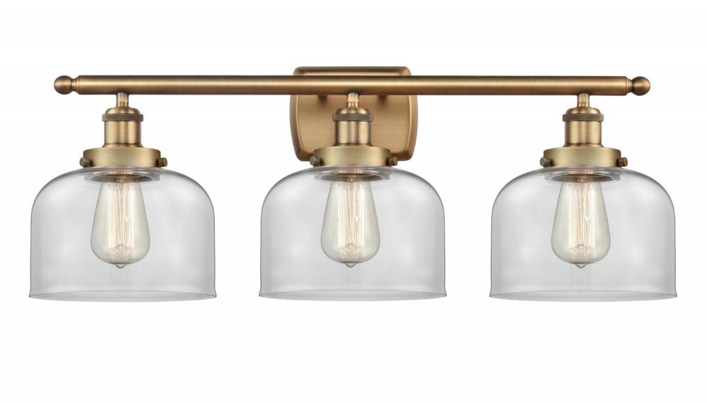 Bell - 3 Light - 28 inch - Brushed Brass - Bath Vanity Light