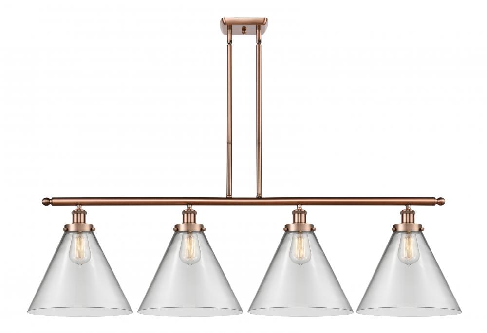 Cone - 4 Light - 48 inch - Antique Copper - Stem Hung - Island Light