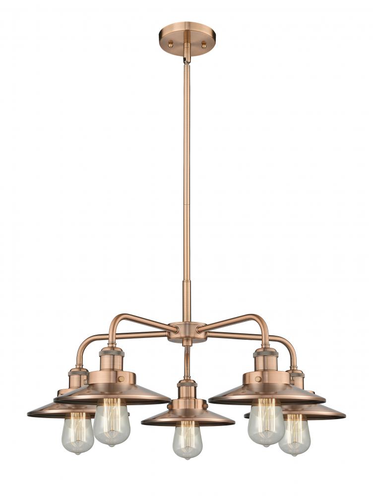 Edison - 5 Light - 27 inch - Antique Copper - Chandelier