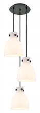 Innovations Lighting 113-410-1PS-BK-G412-8WH - Newton Bell - 3 Light - 16 inch - Matte Black - Multi Pendant