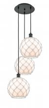 Innovations Lighting 113B-3P-BK-G121-10RW - Farmhouse Rope - 3 Light - 17 inch - Matte Black - Cord Hung - Multi Pendant