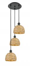 Innovations Lighting 113B-3P-BK-RBD-8-NAT - Woven Rattan - 3 Light - 15 inch - Matte Black - Cord hung - Multi Pendant