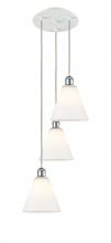 Innovations Lighting 113B-3P-WPC-GBC-81 - Berkshire - 3 Light - 15 inch - White Polished Chrome - Cord Hung - Multi Pendant