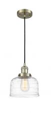 Innovations Lighting 201C-AB-G713-LED - Bell - 1 Light - 8 inch - Antique Brass - Cord hung - Mini Pendant