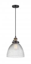 Innovations Lighting 201CSW-BAB-G222 - Seneca Falls - 1 Light - 10 inch - Black Antique Brass - Cord hung - Mini Pendant