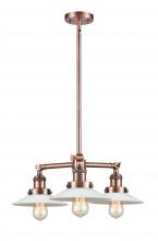 Innovations Lighting 207-AC-G1-LED - Halophane - 3 Light - 22 inch - Antique Copper - Stem Hung - Chandelier