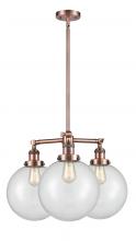 Innovations Lighting 207-AC-G202-10-LED - Beacon - 3 Light - 24 inch - Antique Copper - Stem Hung - Chandelier