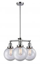 Innovations Lighting 207-PC-G202-8 - Beacon - 3 Light - 22 inch - Polished Chrome - Stem Hung - Chandelier