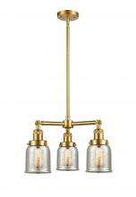 Innovations Lighting 207-SG-G58 - Bell - 3 Light - 19 inch - Satin Gold - Stem Hung - Chandelier