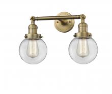 Innovations Lighting 208-BB-G202-6 - Beacon - 2 Light - 17 inch - Brushed Brass - Bath Vanity Light