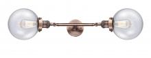 Innovations Lighting 208L-AC-G204-8 - Beacon - 2 Light - 8 inch - Antique Copper - Bath Vanity Light