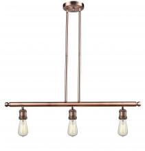 Innovations Lighting 213-AC-LED - Bare Bulb - 3 Light - 38 inch - Antique Copper - Stem Hung - Island Light