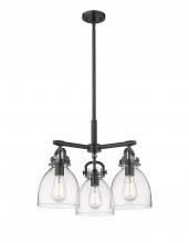 Innovations Lighting 410-3CR-BK-G412-7CL - Newton Bell - 3 Light - 21 inch - Matte Black - Pendant