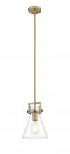 Innovations Lighting 411-1S-BB-8CL-LED - Newton Cone - 1 Light - 8 inch - Brushed Brass - Cord hung - Mini Pendant