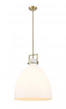 Innovations Lighting 411-1SL-BB-G412-18WH - Newton Bell - 1 Light - 18 inch - Brushed Brass - Pendant