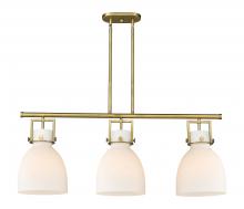 Innovations Lighting 411-3I-BB-G412-10WH - Newton Bell - 3 Light - 42 inch - Brushed Brass - Island Light