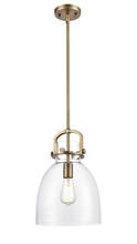Innovations Lighting 412-1S-BB-10CL-LED - Newton Bell - 1 Light - 10 inch - Brushed Brass - Stem Hung - Mini Pendant