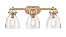 Innovations Lighting 412-3W-BB-7CL-LED - Newton Bell - 3 Light - 27 inch - Brushed Brass - Bath Vanity Light
