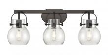 Innovations Lighting 423-3W-BK-G410-6SDY - Pilaster II Sphere - 3 Light - 27 inch - Matte Black - Bath Vanity Light