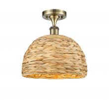 Innovations Lighting 516-1C-AB-RBD-12-NAT - Woven Rattan - 1 Light - 12 inch - Antique Brass - Semi-Flush Mount