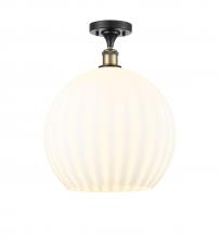 Innovations Lighting 516-1C-BAB-G1217-14WV - White Venetian - 1 Light - 14 inch - Black Antique Brass - Semi-Flush Mount