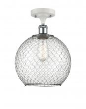 Innovations Lighting 516-1C-WPC-G122-10CBK - Farmhouse Chicken Wire - 1 Light - 10 inch - White Polished Chrome - Semi-Flush Mount