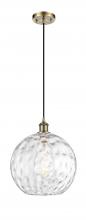 Innovations Lighting 516-1P-AB-G1215-12-LED - Athens Water Glass - 1 Light - 12 inch - Antique Brass - Cord hung - Mini Pendant