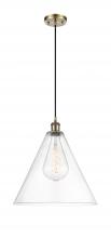 Innovations Lighting 516-1P-AB-GBC-162 - Berkshire - 1 Light - 16 inch - Antique Brass - Cord hung - Pendant