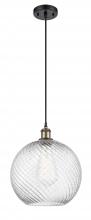 Innovations Lighting 516-1P-BAB-G1214-12 - Athens Twisted Swirl - 1 Light - 12 inch - Black Antique Brass - Cord hung - Mini Pendant