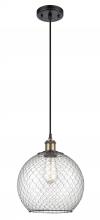 Innovations Lighting 516-1P-BAB-G122-10CBK - Farmhouse Chicken Wire - 1 Light - 10 inch - Black Antique Brass - Cord hung - Mini Pendant