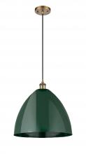 Innovations Lighting 516-1P-BB-MBD-16-GR - Plymouth - 1 Light - 16 inch - Brushed Brass - Cord hung - Mini Pendant