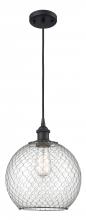 Innovations Lighting 516-1P-BK-G122-10CBK - Farmhouse Chicken Wire - 1 Light - 10 inch - Matte Black - Cord hung - Mini Pendant